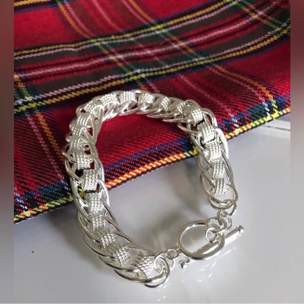 Sterling Silver Braided Toggle Bracelet